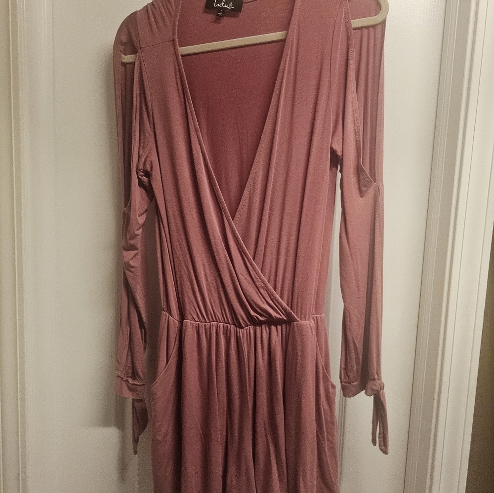 LuLaRoe Pink Ruched Wrap Dress with Dolman Sleeves